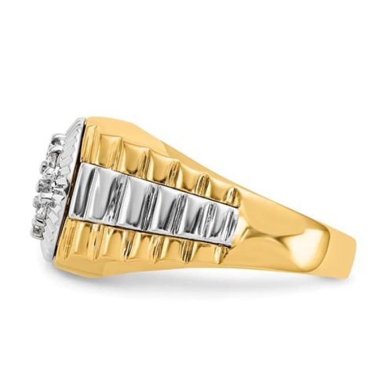 14k Two-Tone Diamond Men's Ring - Seattle Gold Grillz