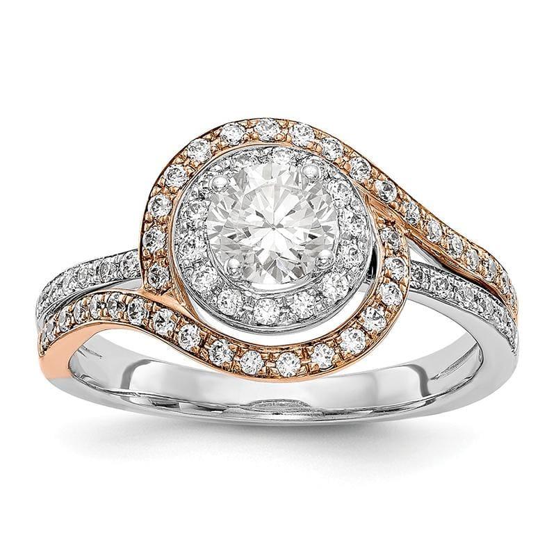 14k Two-tone Diamond Round Semi-mount By-Pass Engagement Ring - Seattle Gold Grillz
