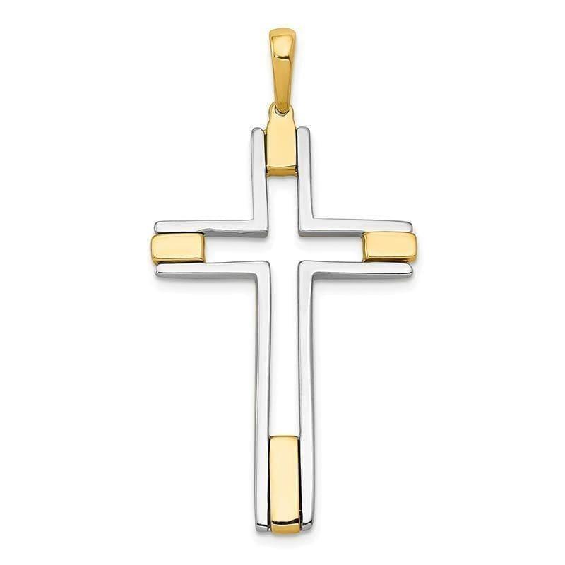 14k Two-tone Fancy Cross Pendant - Seattle Gold Grillz