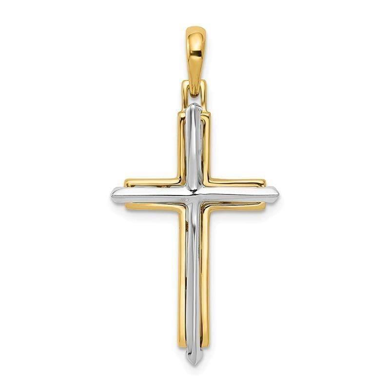14k Two-tone Fancy Cross Pendant. Weight: 2.33, Length: 35, Width: 18 - Seattle Gold Grillz