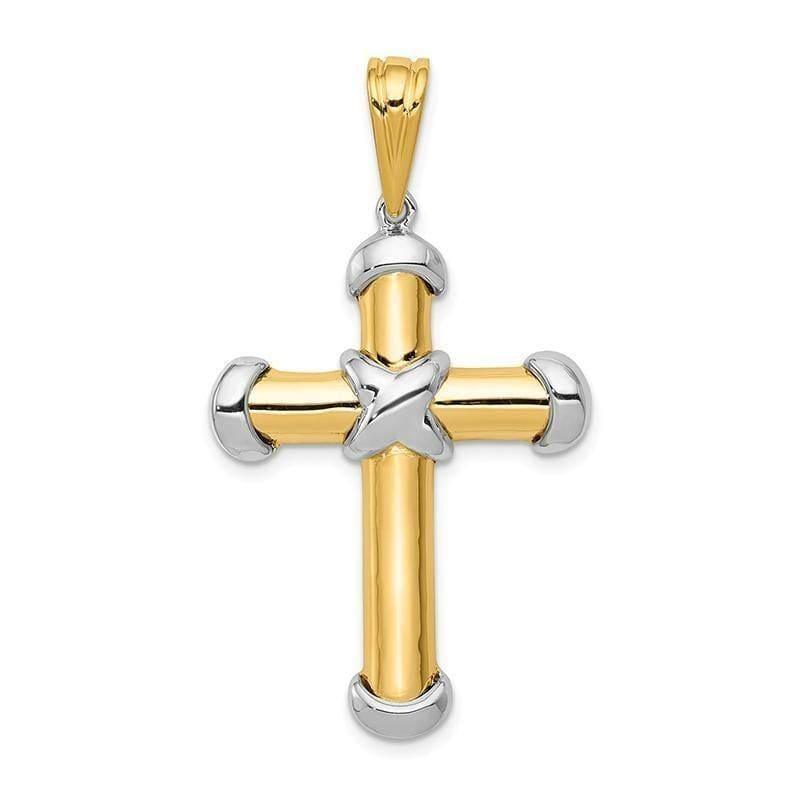 14k Two-tone Fancy Cross Pendant. Weight: 4.01, Length: 44, Width: 24 - Seattle Gold Grillz