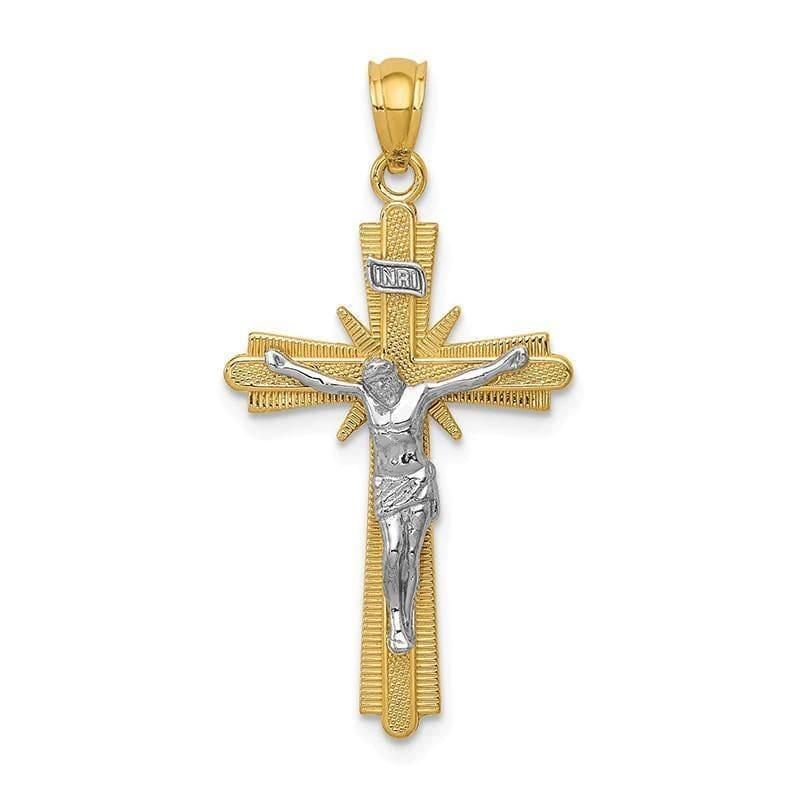 14k Two-tone Gold Polished Crucifix Pendant - Seattle Gold Grillz