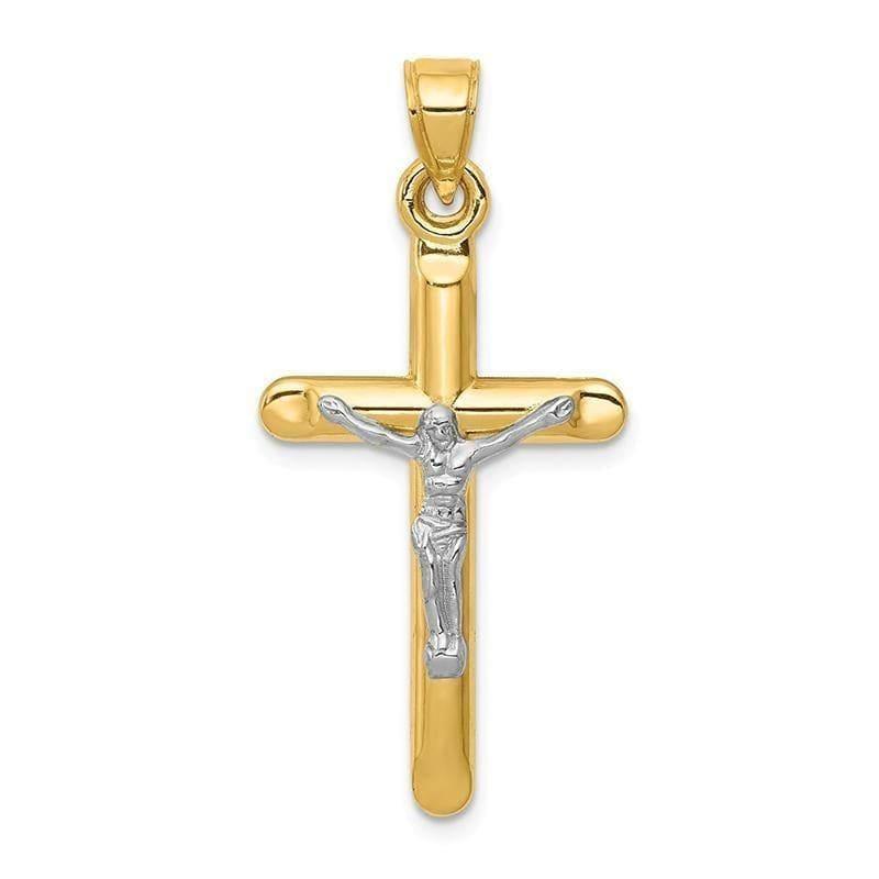 14k Two-tone Hollow Crucifix Pendant. Weight: 0.97, Length: 36, Width: 17 - Seattle Gold Grillz