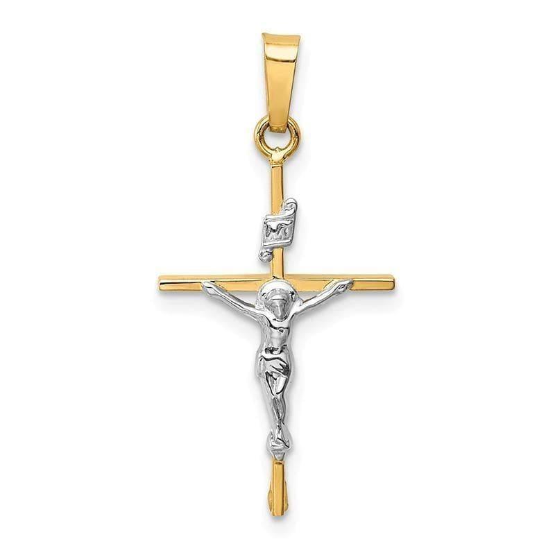 14k Two-tone INRI Crucifix Pendant - Seattle Gold Grillz