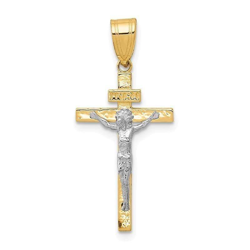 14K Two-tone INRI Crucifix Pendant - Seattle Gold Grillz