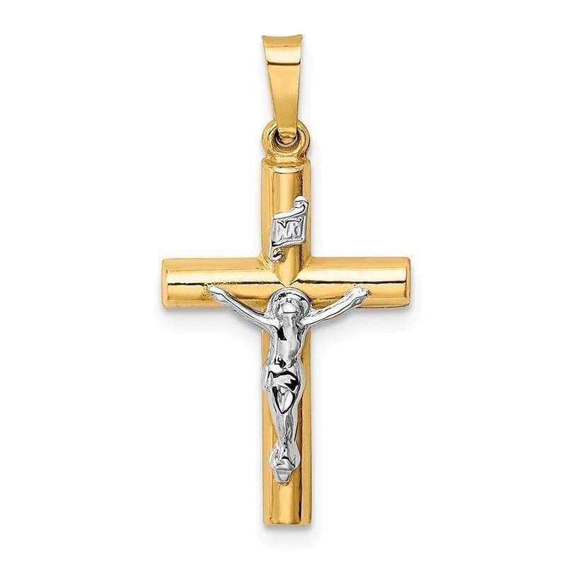 14k Two-tone INRI Crucifix Pendant - Seattle Gold Grillz
