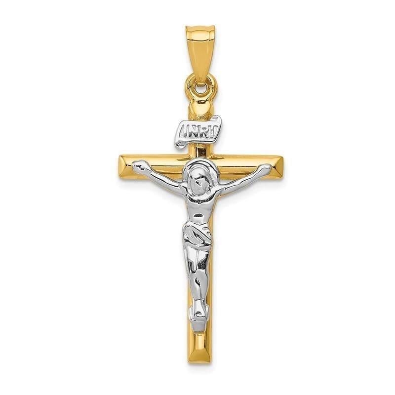 14k Two-tone INRI Crucifix Pendant - Seattle Gold Grillz