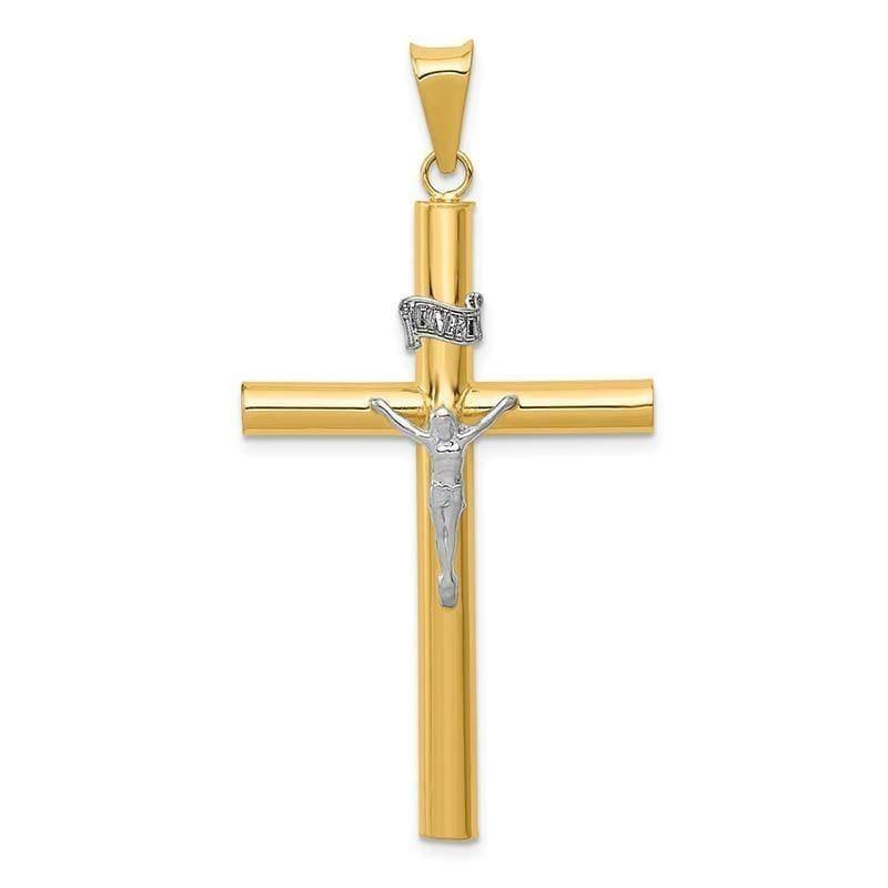 14k Two-tone INRI Crucifix Pendant - Seattle Gold Grillz