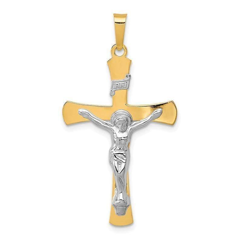 14k Two-tone INRI Crucifix Pendant - Seattle Gold Grillz