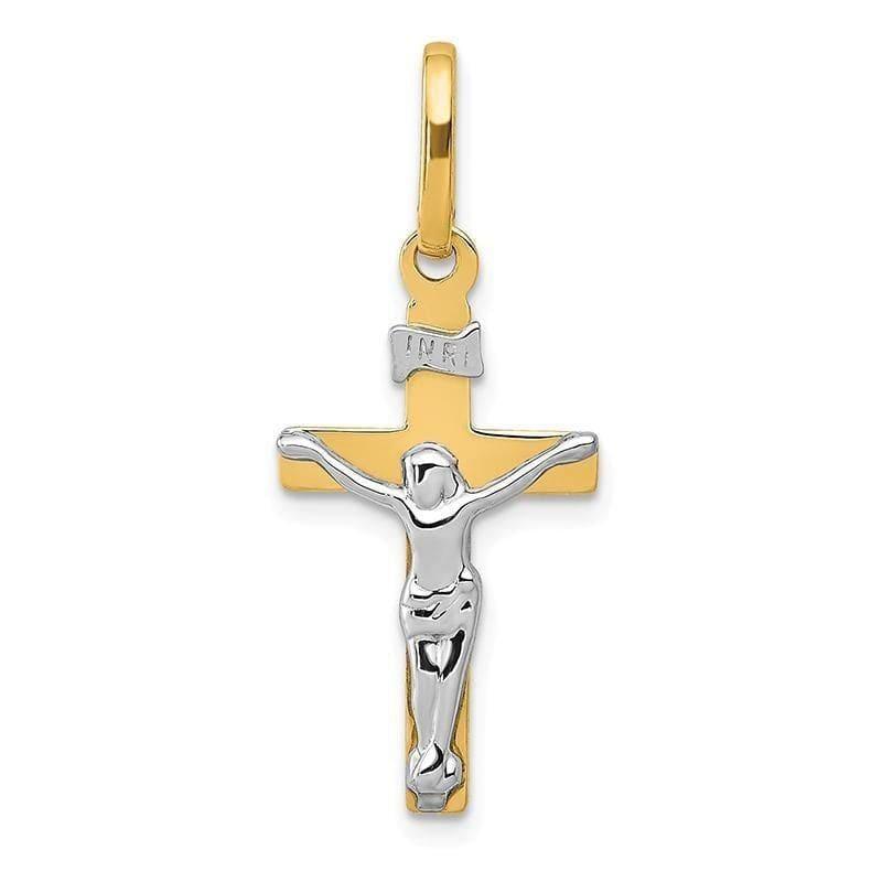 14k Two-tone INRI Crucifix Pendant. Weight: 0.56, Length: 30, Width: 14 - Seattle Gold Grillz