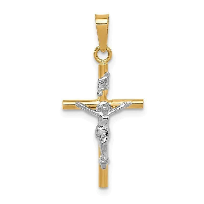 14k Two-tone INRI Crucifix Pendant. Weight: 0.87, Length: 28, Width: 14 - Seattle Gold Grillz