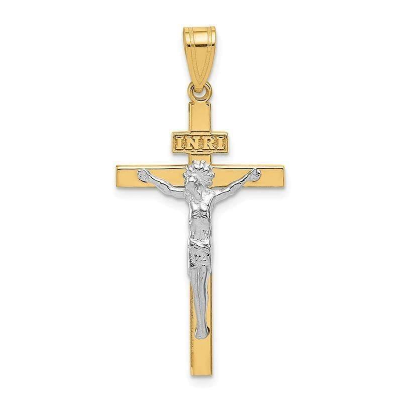 14K Two-tone INRI Crucifix Pendant. Weight: 1.25, Length: 37, Width: 17 - Seattle Gold Grillz
