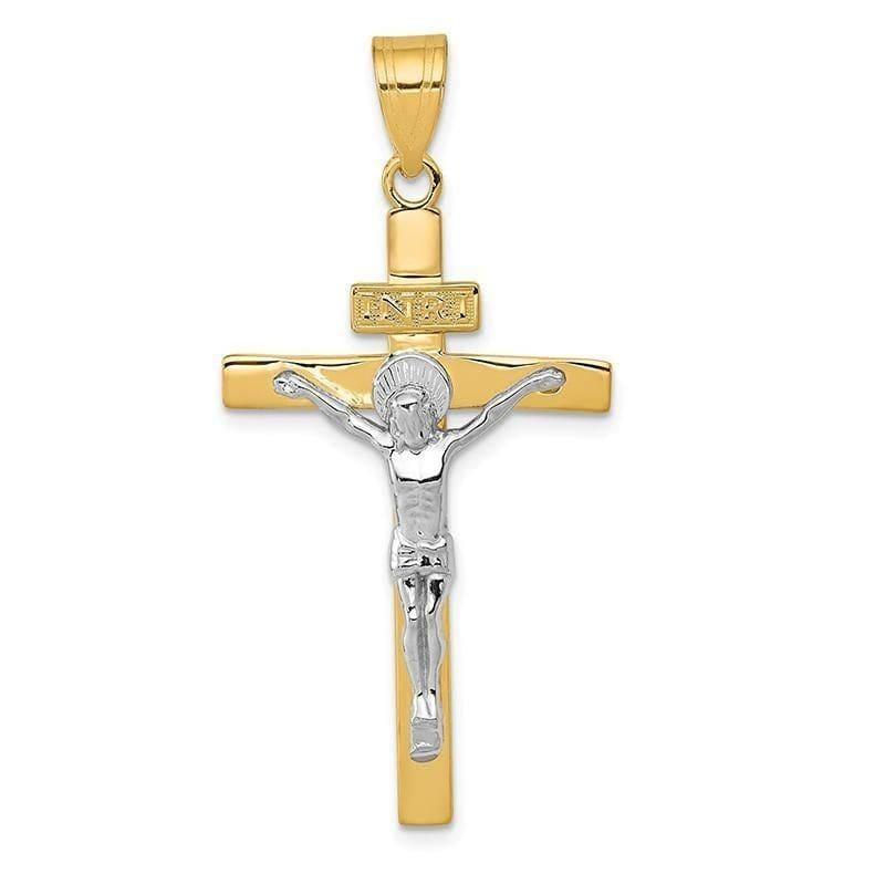 14K Two-tone INRI Crucifix Pendant. Weight: 2.36, Length: 44, Width: 21 - Seattle Gold Grillz