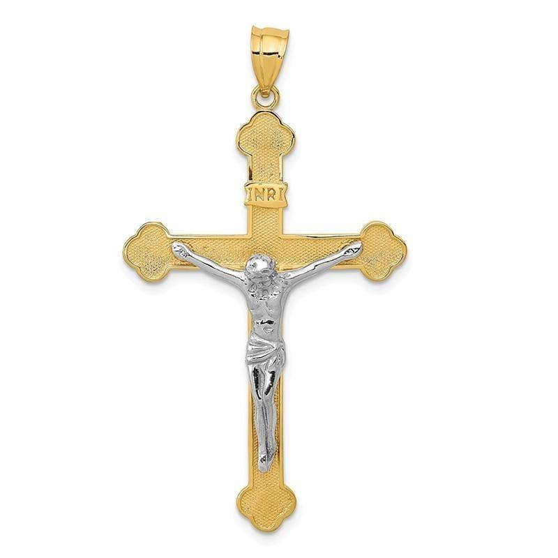14k Two-tone INRI Crucifix Pendant. Weight: 4.29, Length: 50, Width: 28 - Seattle Gold Grillz