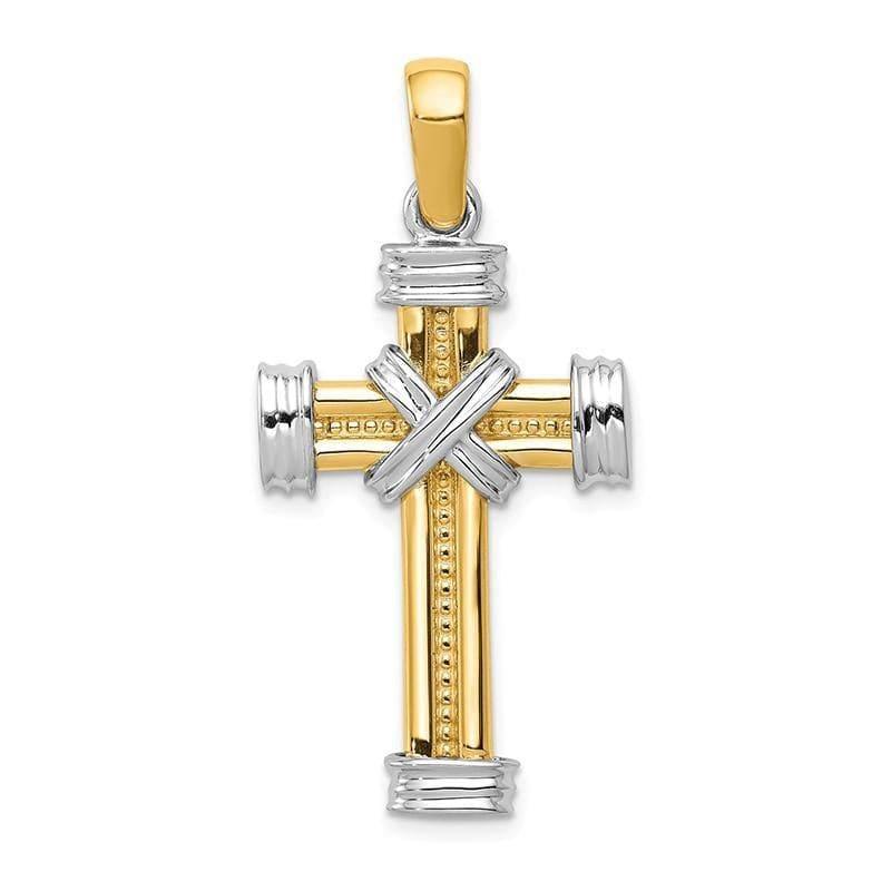 14k Two-tone Latin Cross Pendant - Seattle Gold Grillz