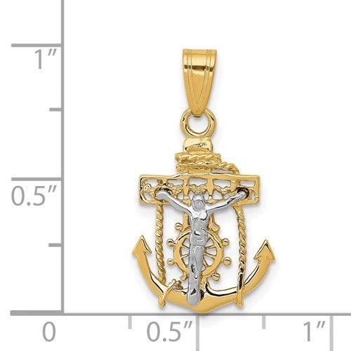 14k Two-tone Mariners Cross Pendant - Seattle Gold Grillz