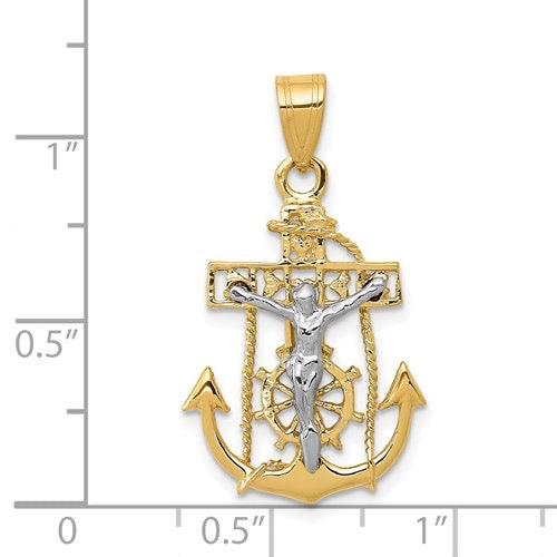 14k Two-tone Mariners Cross Pendant - Seattle Gold Grillz