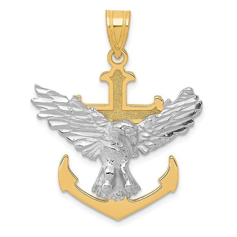 14k Two-tone Mariners Cross w-Eagle Pendant - Seattle Gold Grillz