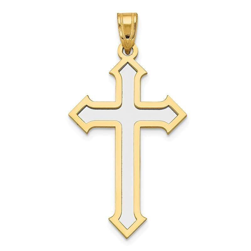 14k Two-tone Passion Cross Pendant. Weight: 1.72, Length: 36, Width: 19 - Seattle Gold Grillz