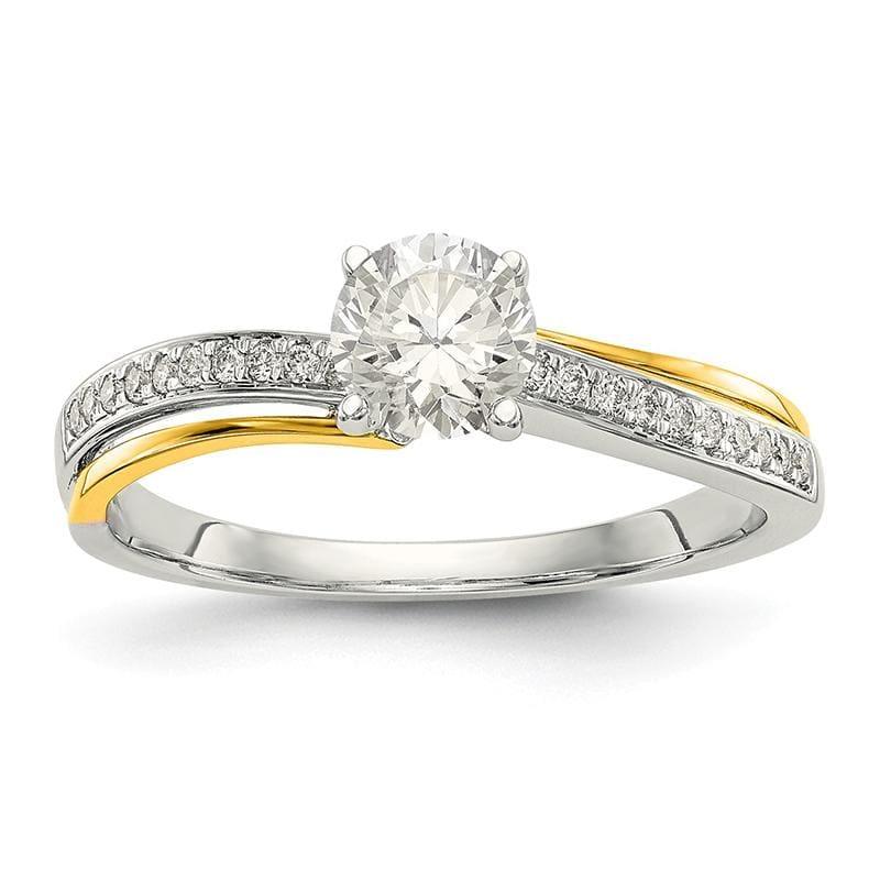 14k Two-tone Peg Set Diamond Semi-mount By-Pass Engagement Ring - Seattle Gold Grillz