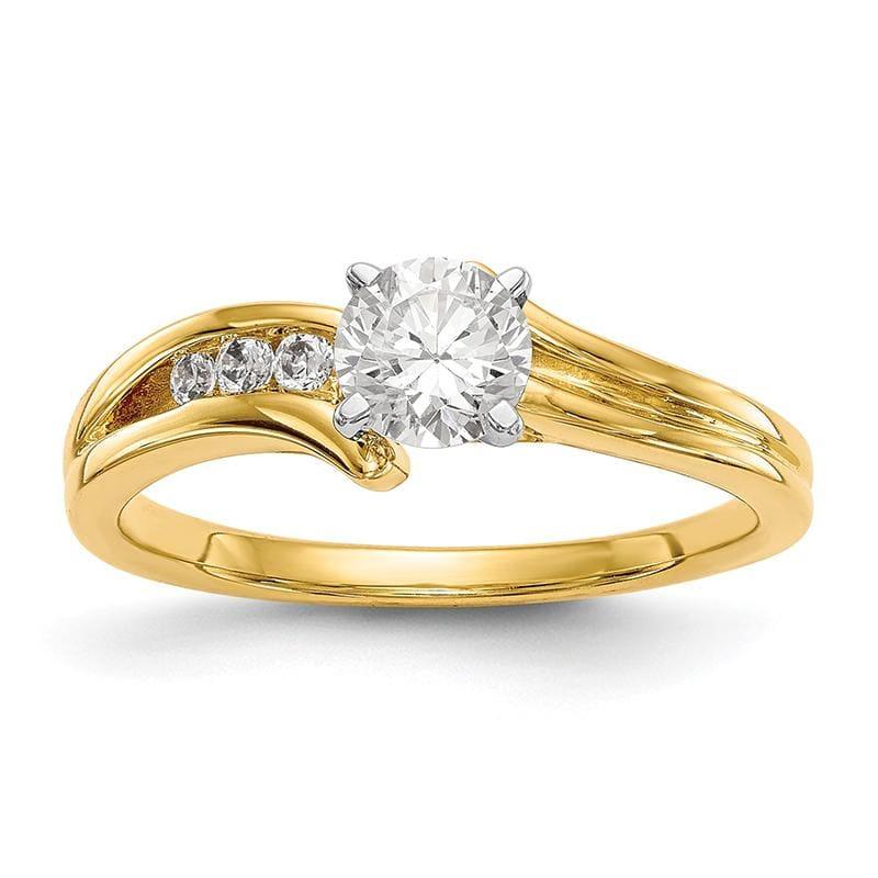 14k Two-tone Peg Set Diamond Semi-mount By-Pass Engagement Ring - Seattle Gold Grillz