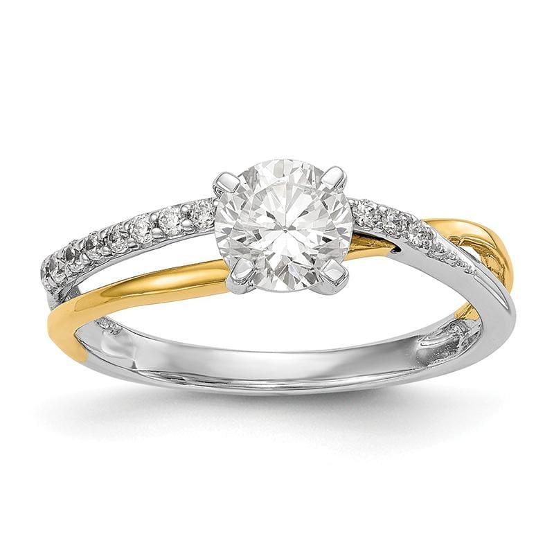 14k Two-tone Peg Set Diamond Semi-mount By-Pass Engagement Ring - Seattle Gold Grillz