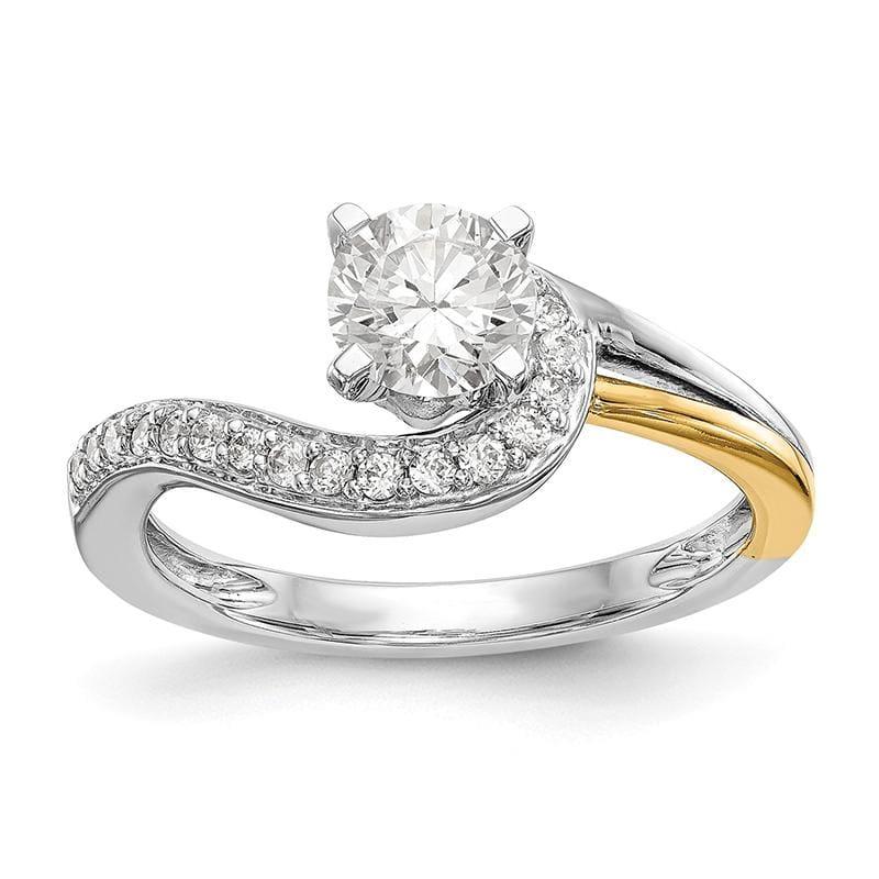 14k Two-tone Peg Set Diamond Semi-mount By-Pass Engagement Ring - Seattle Gold Grillz