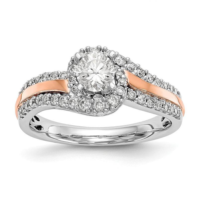 14k Two-tone Peg Set Diamond Semi-mount By-Pass Engagement Ring - Seattle Gold Grillz