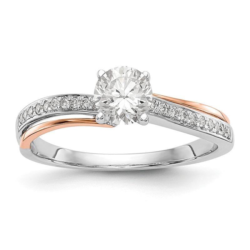 14k Two-tone Peg Set Diamond Semi-mount By-Pass Engagement Ring - Seattle Gold Grillz