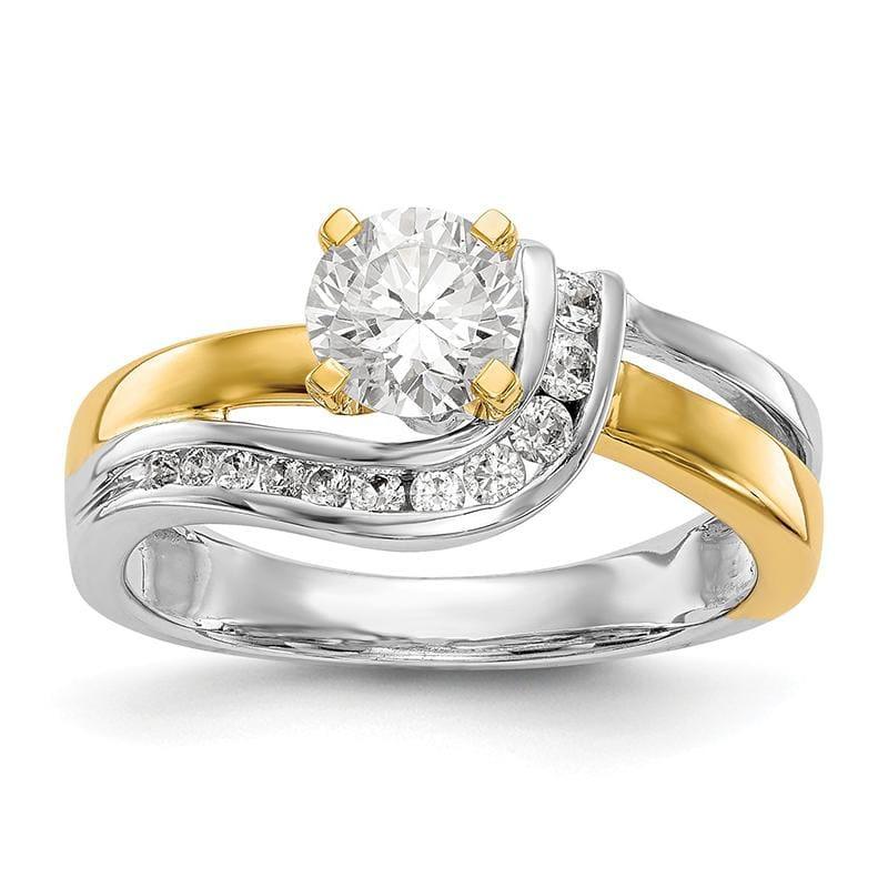 14k Two-tone Peg Set Diamond Semi-mount By-Pass Engagement Ring - Seattle Gold Grillz