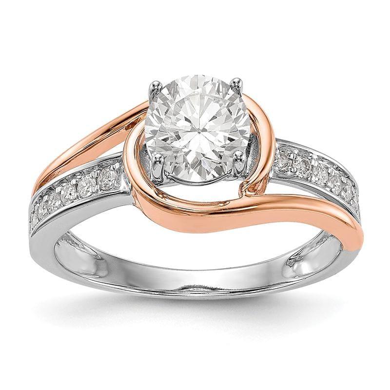 14k Two-tone Peg Set Diamond Semi-mount By-Pass Engagement Ring - Seattle Gold Grillz