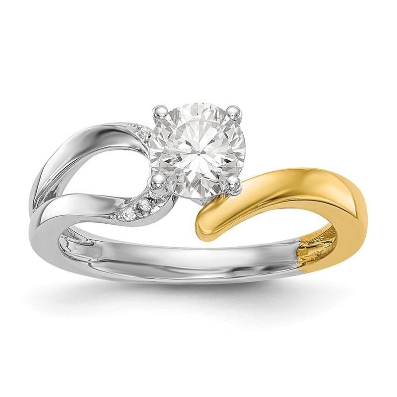 14k Two-tone Peg Set Diamond Semi-mount By-Pass Engagement Ring - Seattle Gold Grillz