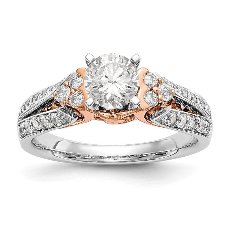 14k Two-tone Peg Set Diamond Semi-mount By-Pass Engagement Ring - Seattle Gold Grillz