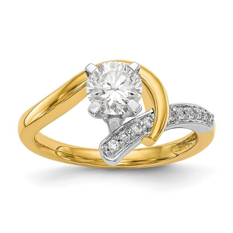 14k Two-tone Peg Set Diamond Semi-mount By-Pass Engagement Ring - Seattle Gold Grillz