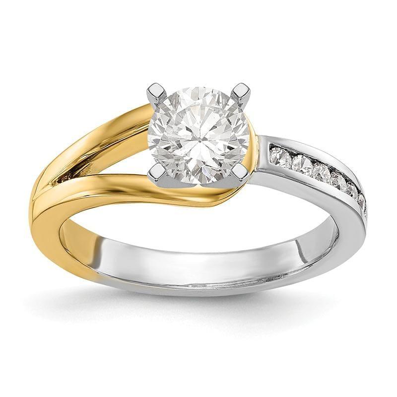 14K Two-tone Peg Set Engagement Ring Mounting - Seattle Gold Grillz