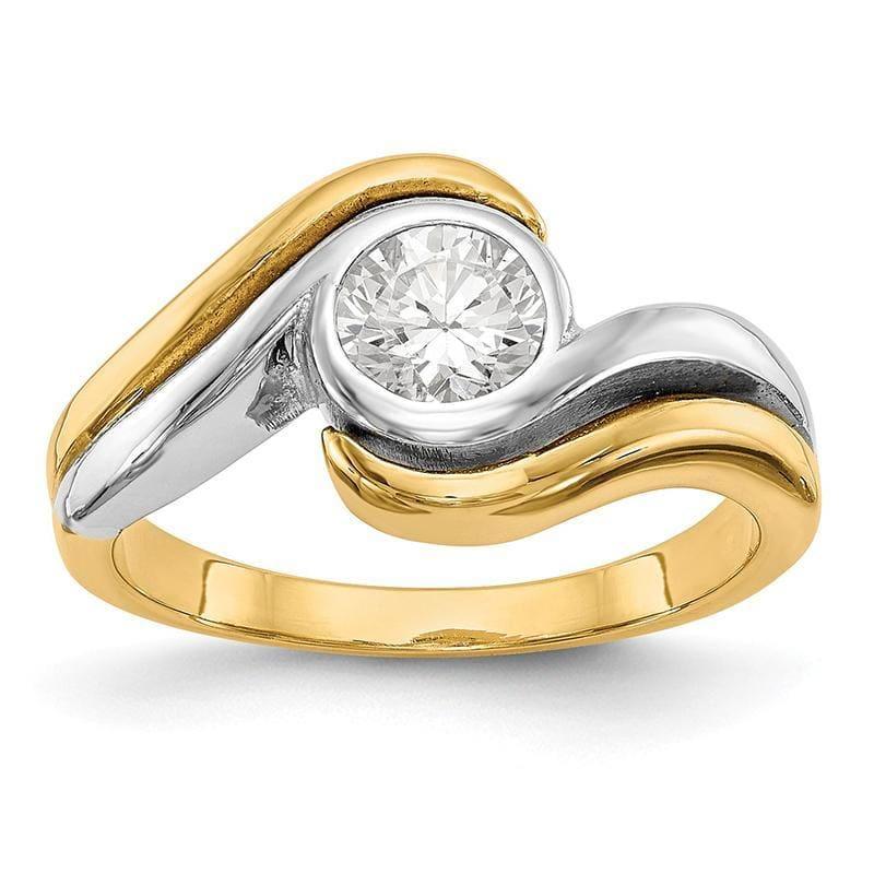14k Two-tone Peg Set Solitaire Engagement Ring Mounting - Seattle Gold Grillz