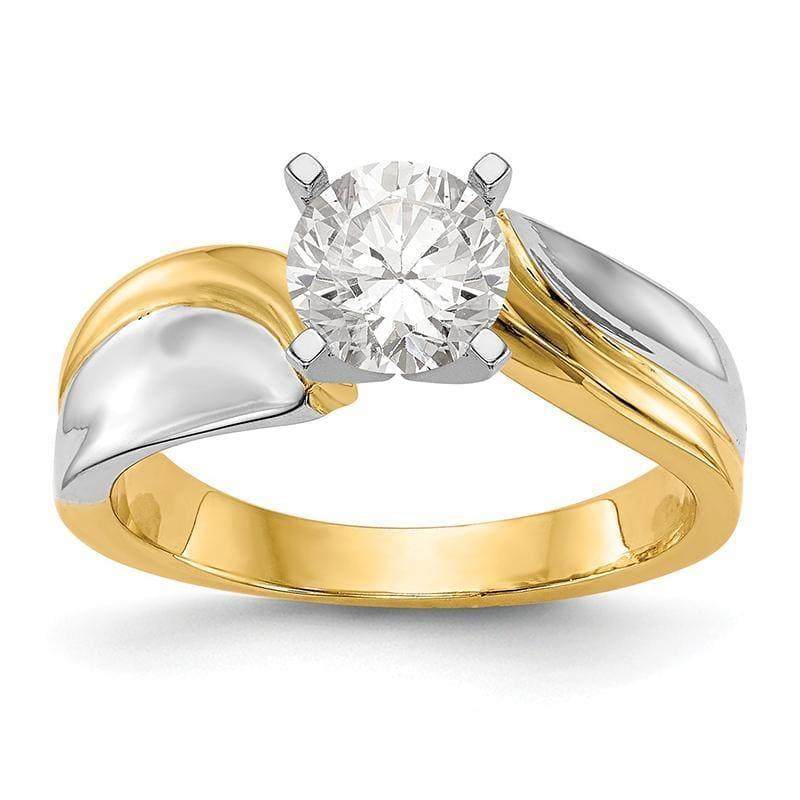 14k Two-tone Peg Set Solitaire Engagement Ring Mounting - Seattle Gold Grillz