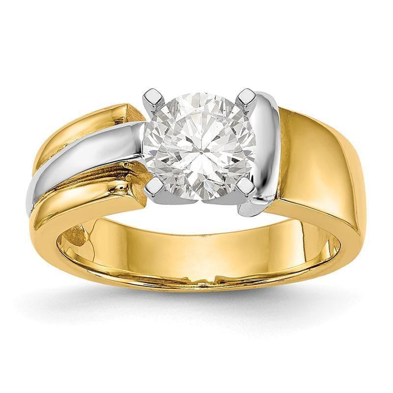 14k Two-tone Peg Set Solitaire Engagement Ring Mounting - Seattle Gold Grillz