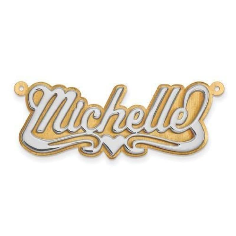 14k Two-Tone Polished 3D Name Plate - Seattle Gold Grillz