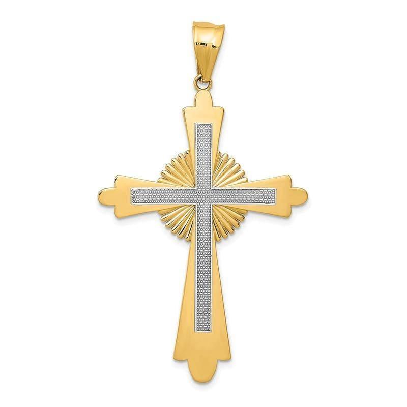 14k Two-Tone Polished Cross Pendant - Seattle Gold Grillz