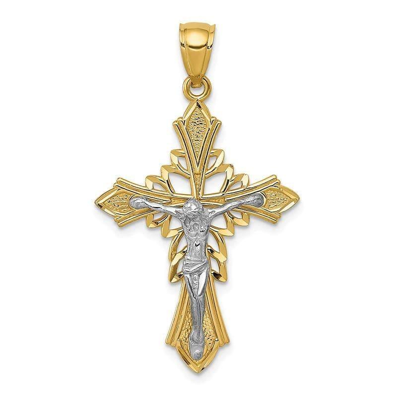 14k Two-tone Polished Crucifix Pendant - Seattle Gold Grillz