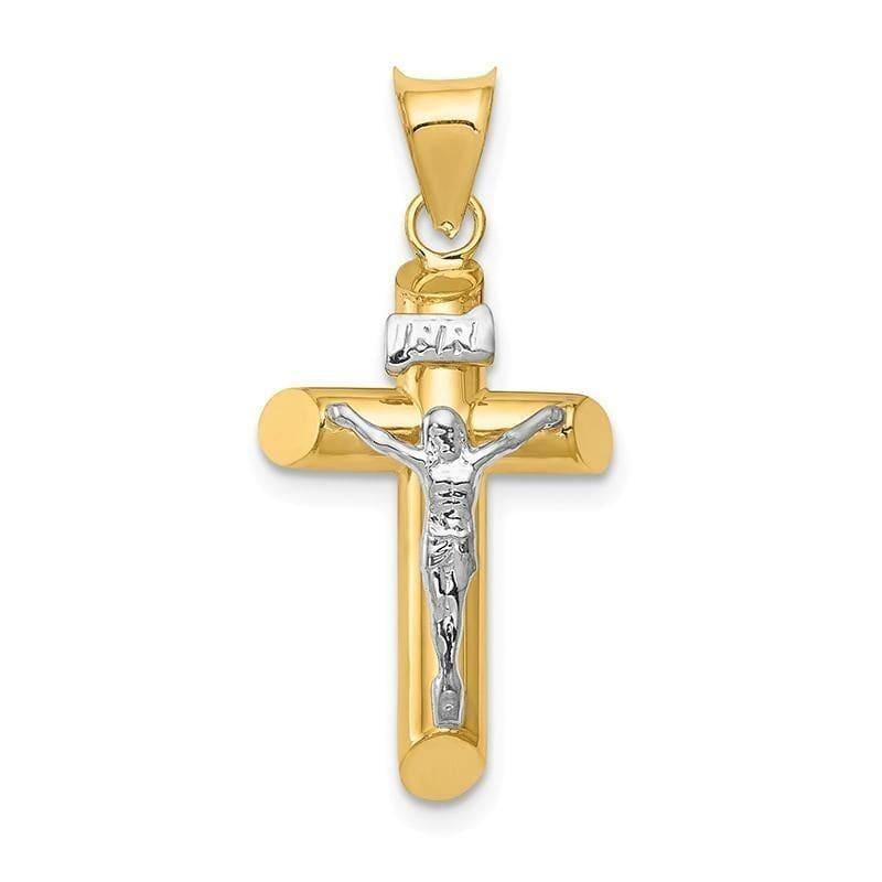 14k Two-Tone Polished Crucifix Pendant - Seattle Gold Grillz