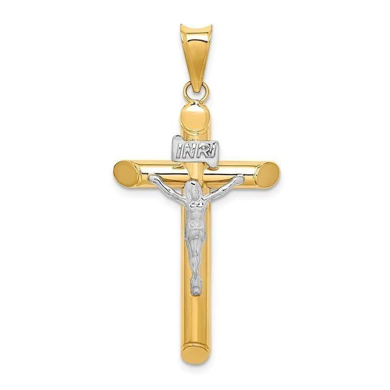 14k Two-Tone Polished Crucifix Pendant - Seattle Gold Grillz
