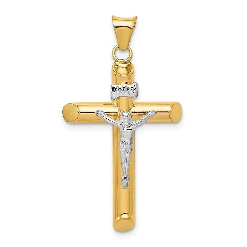 14k Two-Tone Polished Crucifix Pendant - Seattle Gold Grillz