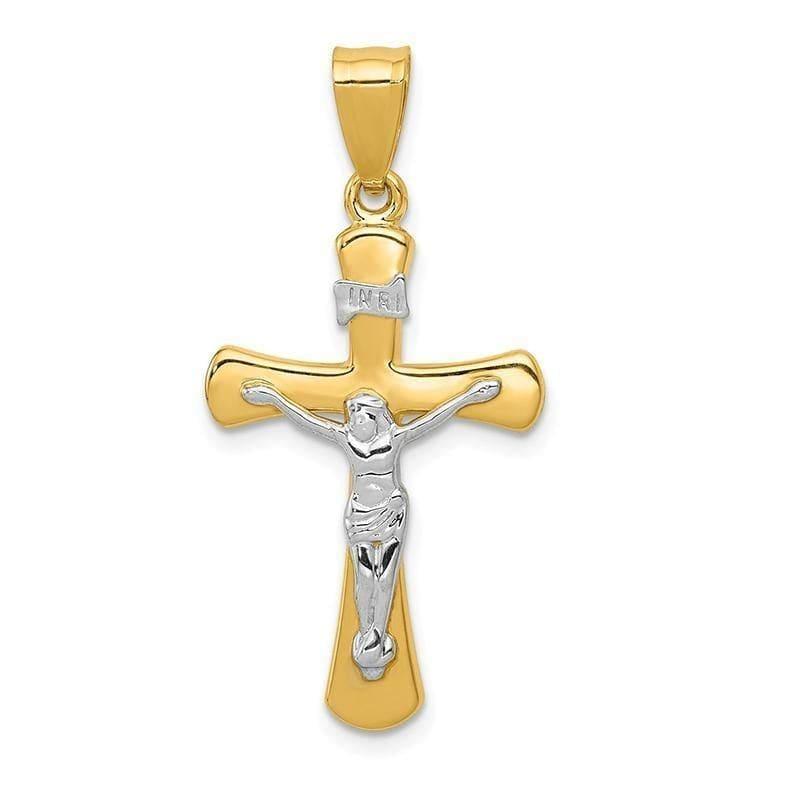 14k Two-tone Polished Crucifix Pendant - Seattle Gold Grillz