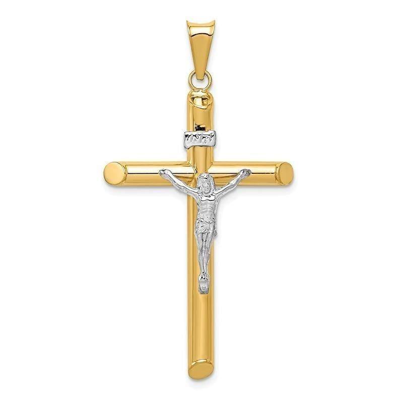 14k Two-Tone Polished Crucifix Pendant - Seattle Gold Grillz