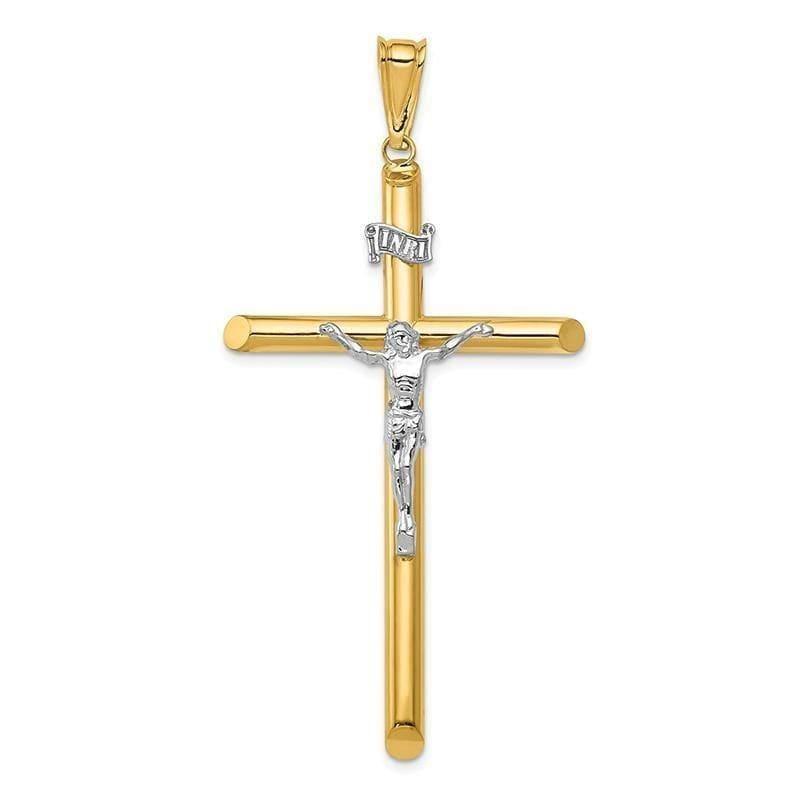 14k Two-Tone Polished Crucifix Pendant - Seattle Gold Grillz