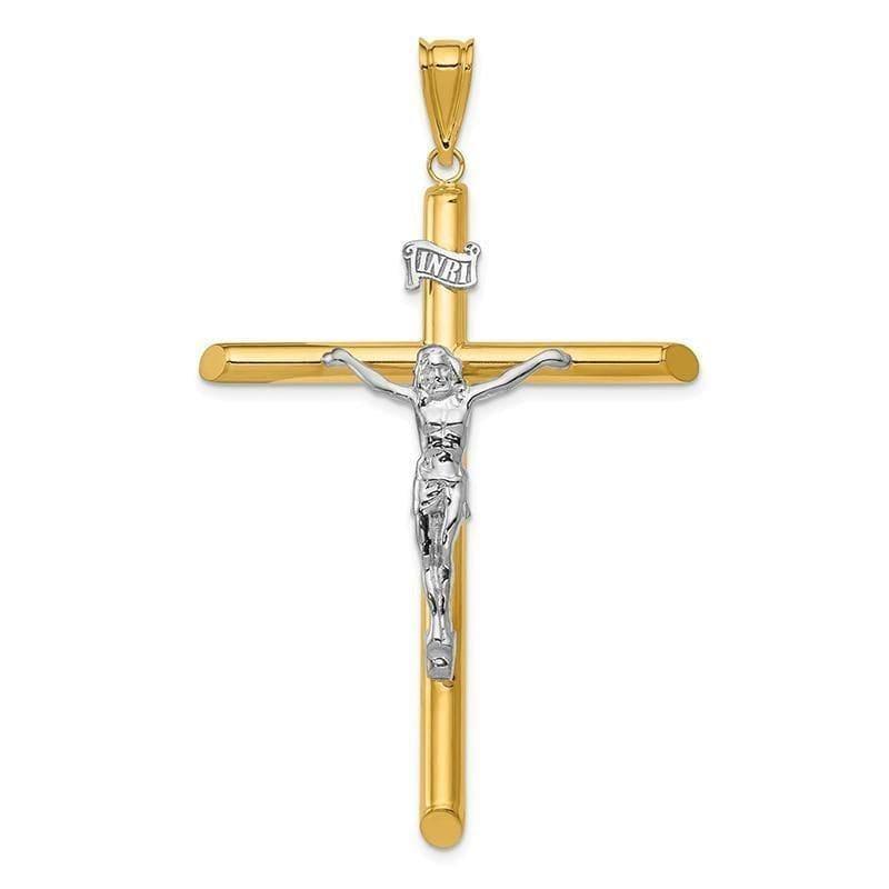 14k Two-Tone Polished Crucifix Pendant - Seattle Gold Grillz