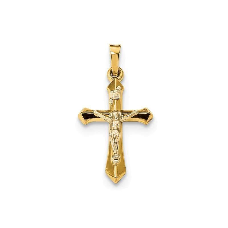 14k Two-tone Polished INRI Crucifix Pendant - Seattle Gold Grillz