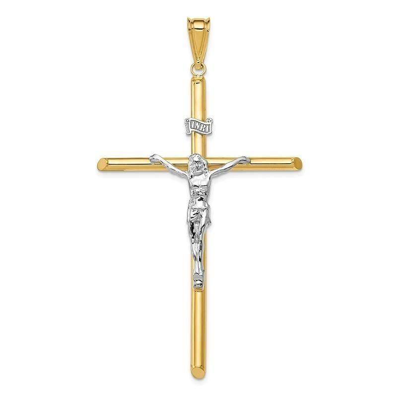 14k Two-Tone Polished Jesus Crucifix Pendant - Seattle Gold Grillz